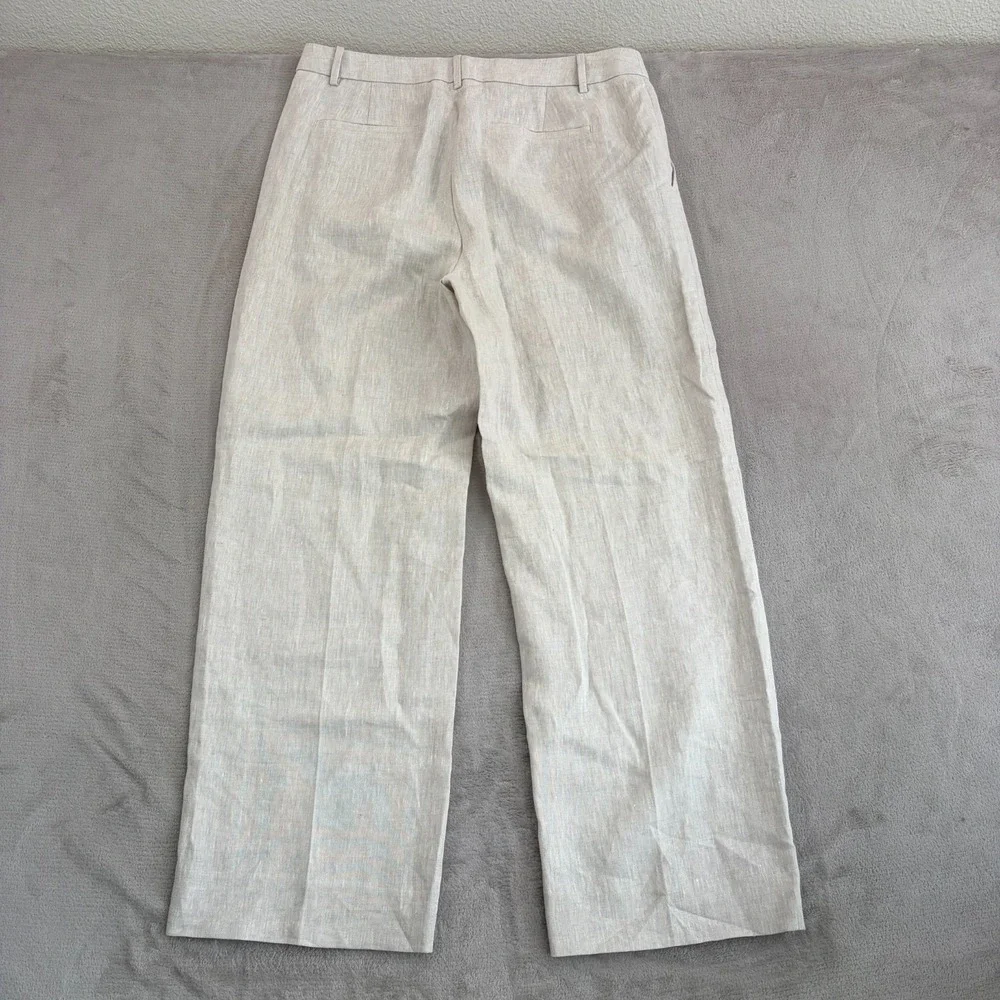 Banana Republic Palma Straight-Leg Linen Pants in Natural Linen Beige 14 NWOT